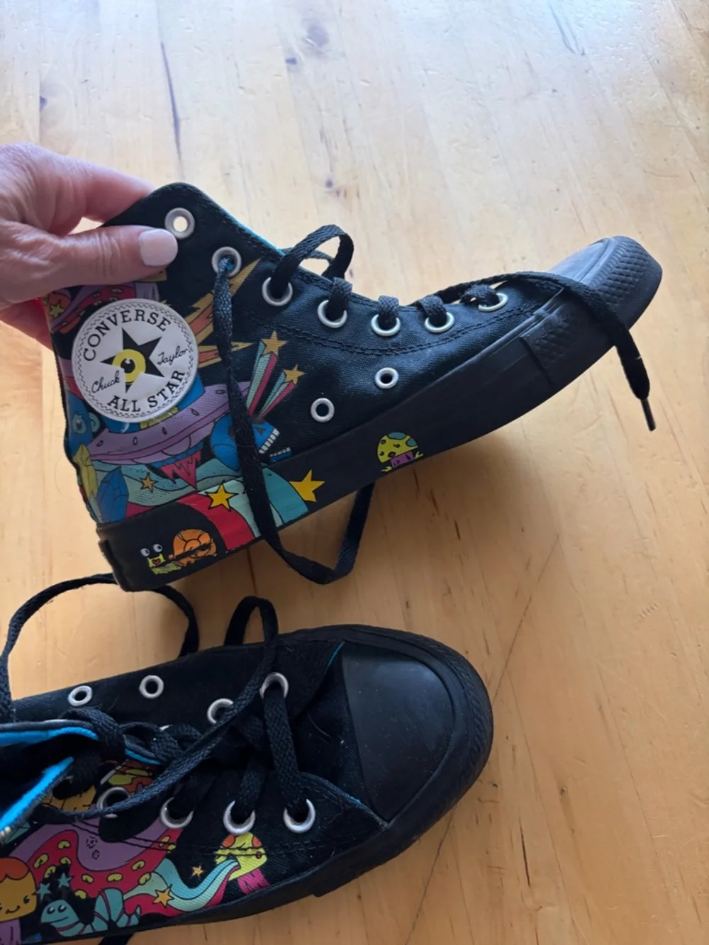 Converse Black High-Top Sneakers with Multicolor Graphic Panels - Picture 3 of 6